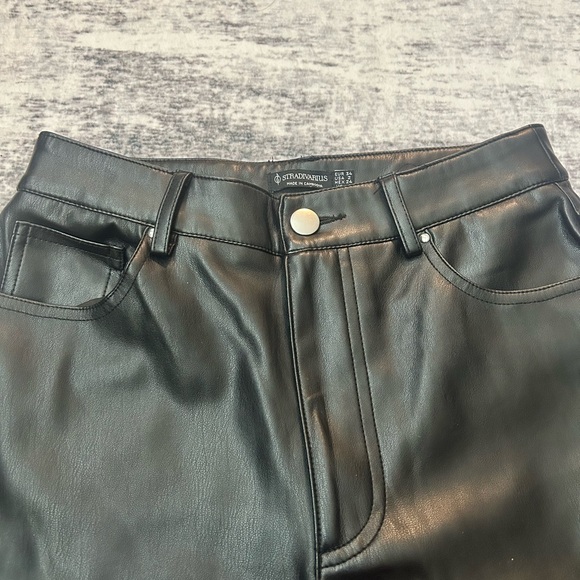 Black Faux Leather Wide-Leg Pants - Picture 4 of 6